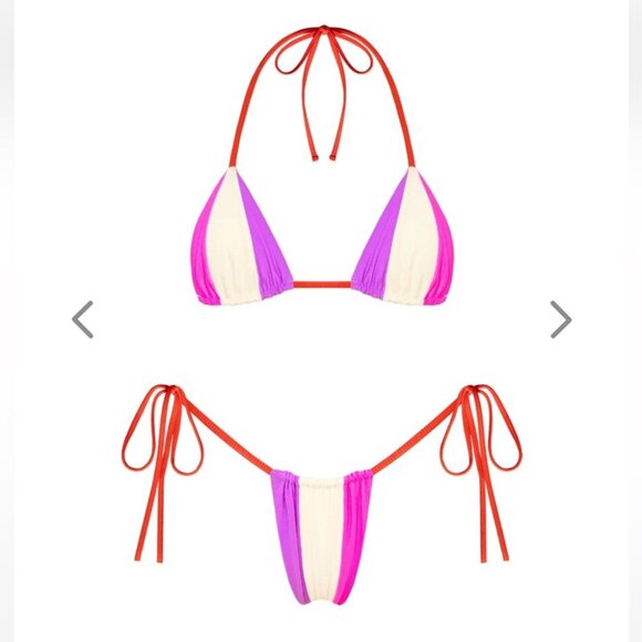 NWT OneOne Swimwear Bikini Set Naples Pink Purple Nick Ariel Cute Cotton Candy - Picture 6 of 6